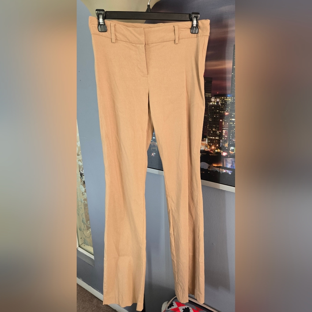 Vtg Y2K Express Womens Juniors Sz 1 / 2 Stretch Long Mid Rise Flare Khaki Pants
